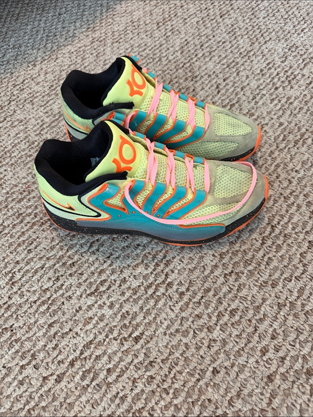 Nike KD Men's Multicolor Sneakers — Neon Green, Teal & Pink Accents